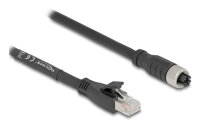 DELOCK M12 Kabel X-kodiert 8 Pin Bu zu RJ45 St 10 m schwarz
