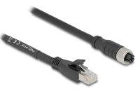 DELOCK M12 Kabel X-kodiert 8 Pin Bu zu RJ45 St 5 m schwarz