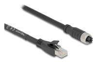 DELOCK M12 Kabel X-kodiert 8 Pin Bu zu RJ45 St 2 m schwarz