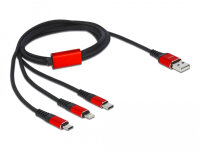 DELOCK USB Ladekabel 3 in 1 Typ-A > Lightning/2x USB...