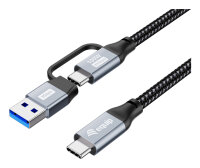 Equip Kabel USB-C3.2->C/A Gen2x2 PD100W St/St  2.00m...
