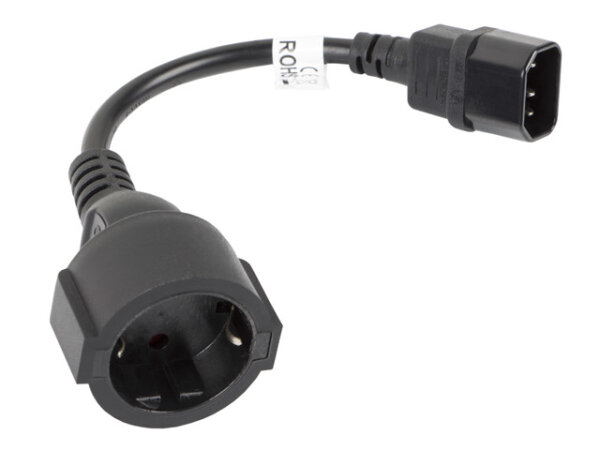 LANBERG Netzkabel-Adapter IEC320 C14->Schuko(F) für UPS 0,2m