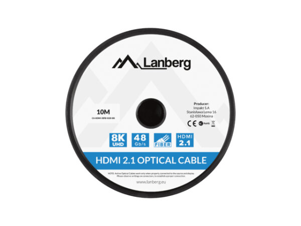 LANBERG HDMI M/M V2.1 Kabel 10m 8K optisch AOC schwarz