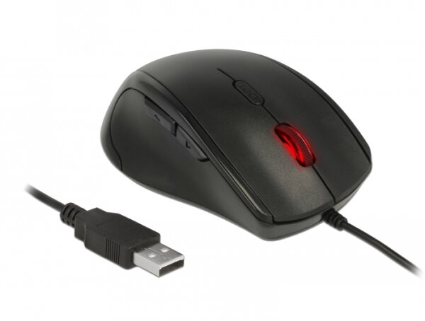 DELOCK Ergonomische optische 5-Tasten USB Maus - Linkshänder