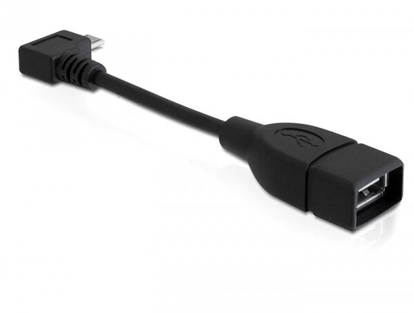 DELOCK USB Kabel A -> Micro-B 90°OTG BU/St 0.11m sw