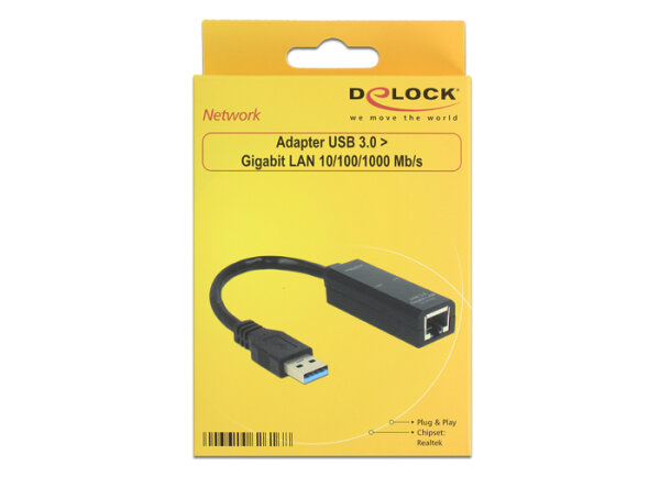 DELOCK USB3.0 Adapter A -> RJ45 Gigabit St/Bu schwarz