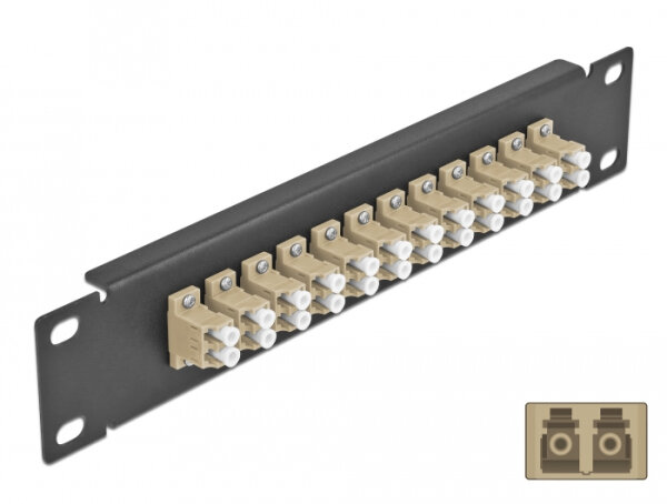 DELOCK 10" LWL Patchpanel 12 Port LC Duplex beige 1HE schw.