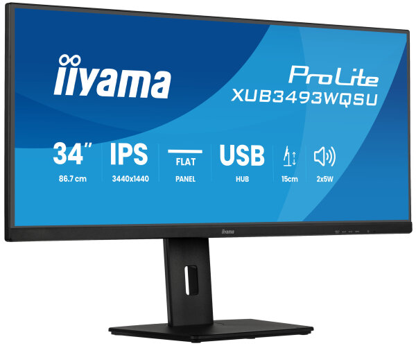 IIYAMA 86,7cm (34")   XUB3493WQSU-B6 21:9  HDMI+2xDP+2xUSB-C