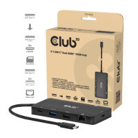 Club3D USB-C 9in1-HUB >2xHDMI/2xUSB/USB-C/LAN 4K60Hz...