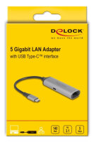 DELOCK USB Type-C Netzwerk Adapter 5 Gigabit LAN 1 x RJ45 mi
