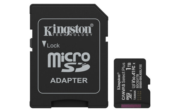 1TB Kingston  Canvas Plus Gen3 R150 microSDXC mit SD-Adapter retail