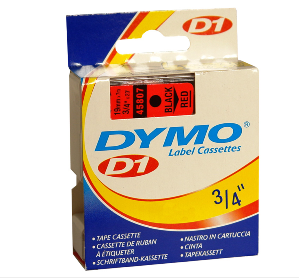 DYMO D1  Schriftband         9mmx7.0m schwarz->rot