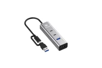 GRAUGEAR 4-Port USB HUB + PD Supports 2x USB-C 2x USB-A