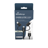 MediaRange 3-in-1 Kabel, micro USB, USB-C und Lightning, sw