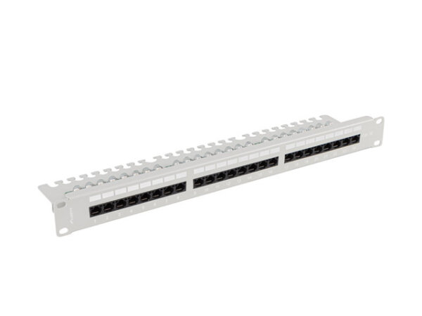 LANBERG 19" Patchpanel 1U 24-Port CAT.5E UTP + Kabelorg. gr