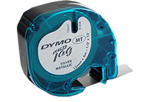 DYMO LetraTag-Band, Plastik  12mm x 4m schwarz->weiss