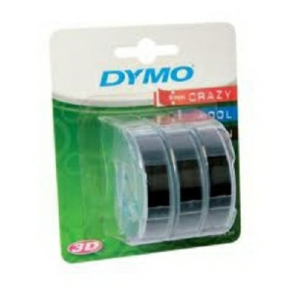 DYMO Prägeband 3er Packung   9mmx3.0m schwarz glänzend Blister