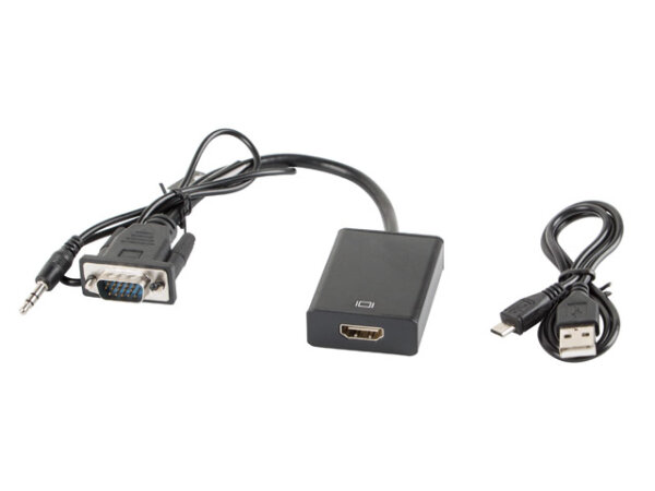 LANBERG VGA(M)+MINIJACK 3,5mm(M)->HMDI(F) Adapter 0,2m sw