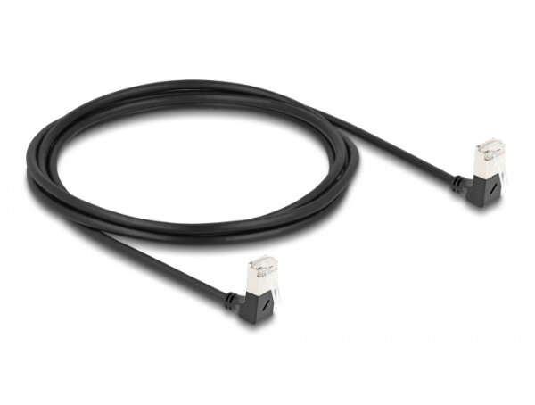 DELOCK RJ45 Netzwerkkabel Cat.6A S/FTP Slim 90° 2m schwarz
