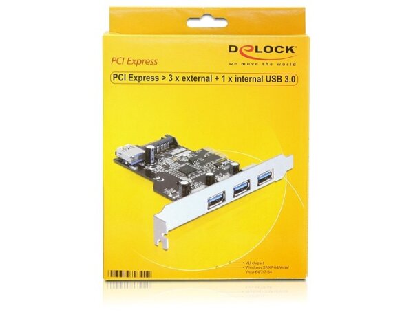DELOCK PCI Expr Card 3x USB3.0 ext + 1x USB3.0 int +LowProfi