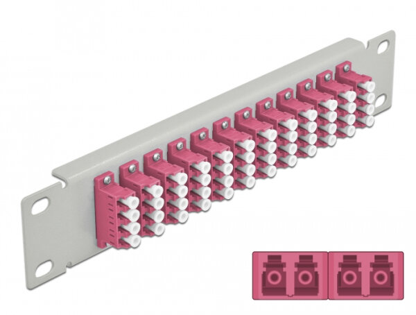 DELOCK 10" LWL Patchpanel 12 Port LC Quad viol. 1 HE grau
