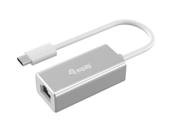 Equip Adapter USB 3.0 Typ-C Stecker -> RJ45 Gigabit LAN 15cm Kabel USBC / LAN Konverter weiß