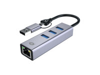 CONCEPTRONIC Adapter USB-C/-A3.0->GbE+3x-A3.0  5Gbs...