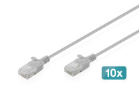 DIGITUS Patchkabel CAT 6 U-UTP Slim 0,3m Grau 10 Stück