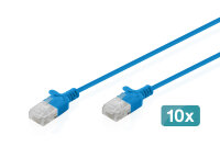DIGITUS Patchkabel CAT 6 U-UTP Slim 0,3m Blau 10 Stück