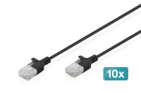 DIGITUS Patchkabel CAT 6 U-UTP Slim 3m Schwarz 10 Stück