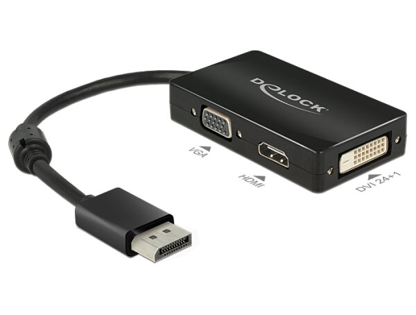 DELOCK Displayport Adapter DP -> D-Sub15/HDMI/DVI St/Bu sw