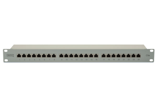 DIGITUS Patchpanel 1HE 24-Port Cat5e geschirmt grau