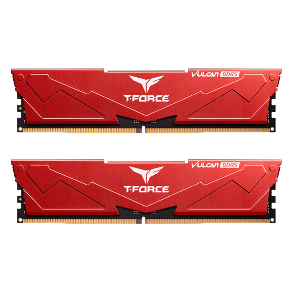 DDR5 32GB KIT 2x16GB PC 6000 Team T-Force Vulcan FLRD532G6000HC30DC01 rot