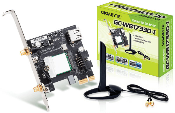 Gigabyte GC-WB1733D-I Rev. 1.0 WLAN + Bluetooth 5.0 PCIe Karte Intel Chipsatz