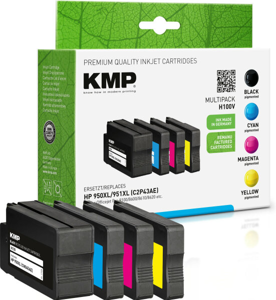 KMP Patrone HP HP950XL C2P43AE Multipack BK/C/Y/M remanufactured