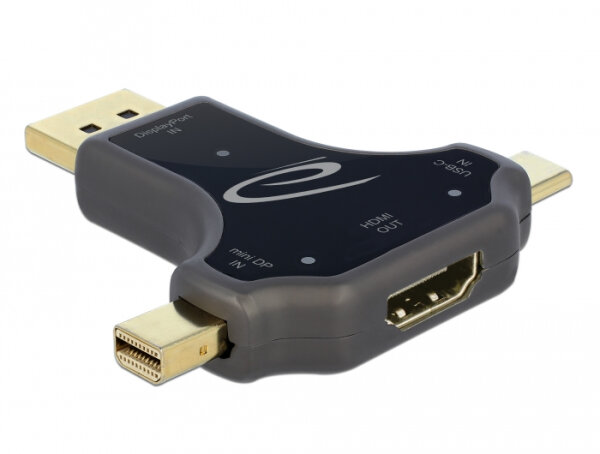 DELOCK 3 in 1 Monitoradapter USB-C/DisplayPort/mini DisplayP