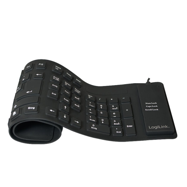 Logilink Tastatur USB / PS/2 Flexibel Wasserfest schwarz