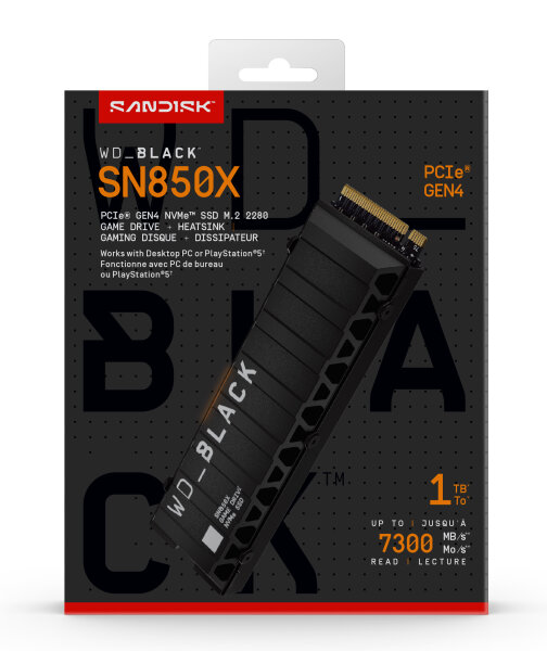 M.2 1TB WD Black SN850X NVMe PCIe 4.0 x 4 with Heatsink