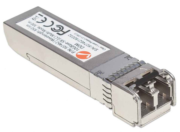 Intellinet 10 Gigabit SFP+ Mini-GBIC Transceiver für LWL-Kabel, 10GBase-SR (LC) Multimode-Port, 300 m