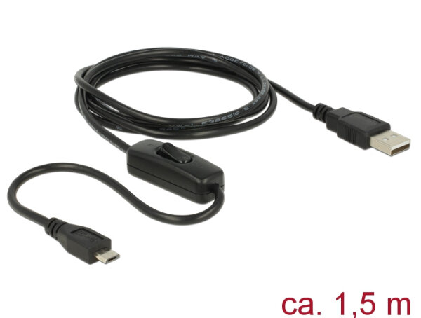 DELOCK USB Kabel micro B -> A St/St 1.50m Ein/Aus-Sch