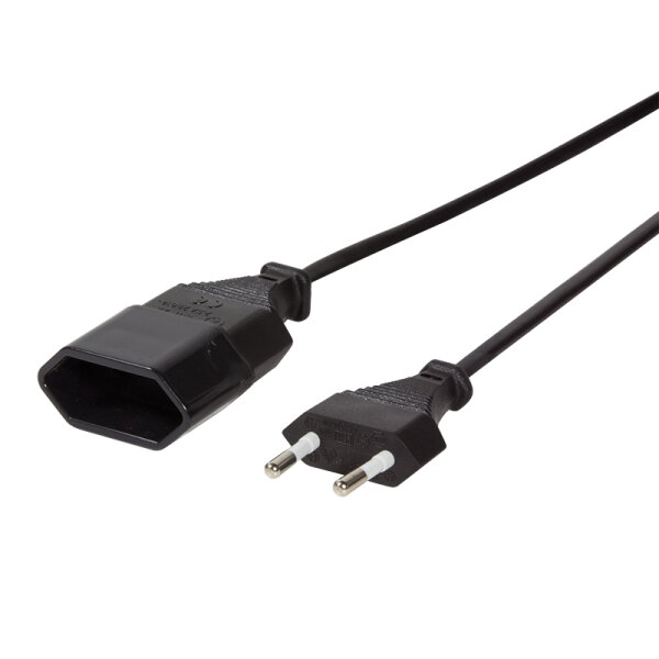 Logilink Netzkabel Euro CEE 7/16 Stecker zu Dose, 2m schwarz