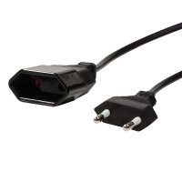 Logilink Netzkabel Euro CEE 7/16 Stecker zu Dose, 2m schwarz