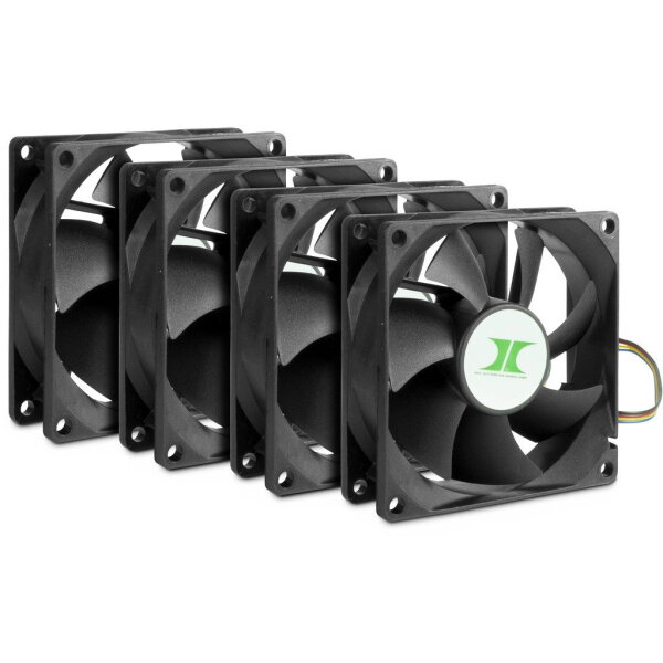 Inter-Tech Lüfter 80*80*25 IPC Fan Set 4xLüfter 80mm, schw.