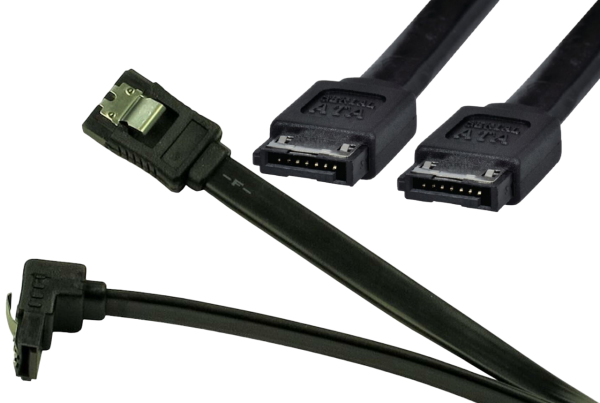 SATA 6Gb/s Kabel Set 2x 50cm je 1xgerade+gewinkelte Stecker schwarz