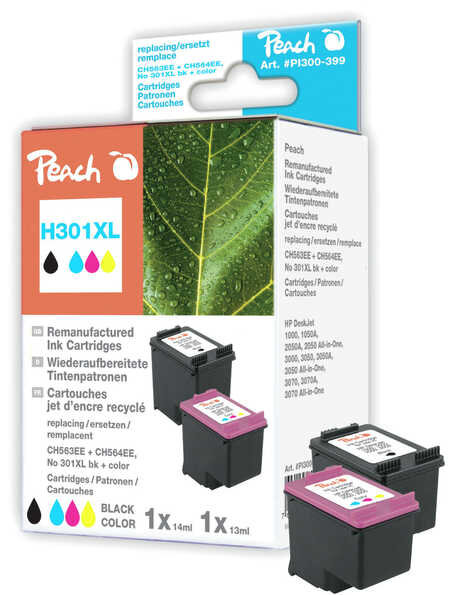 Peach Patrone HP No.301XL MultiPack bl,c,m,y ink level chip remanufactured