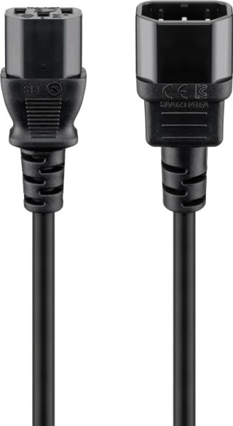 Goobay Netzkabel extern C14 auf C13 100cm (Kaltgeräteverlängerung)