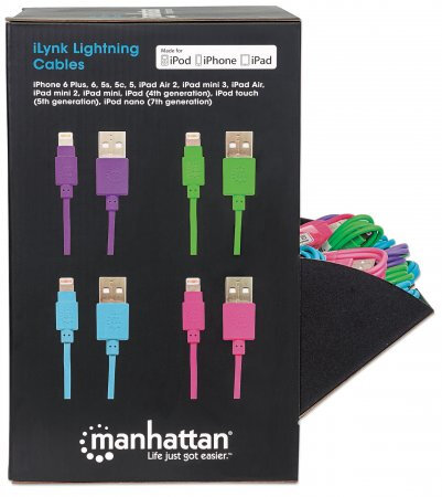 Manhattan Lightning / USB 2.0 Typ-A Kabel iLynkPOP 1m Farbe kann abweichen!