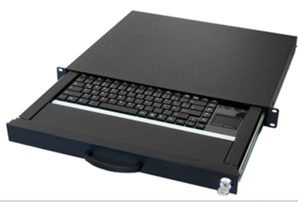 aixcase 19" Rack 1U Tastatur DE Touchpad USB schwarz
