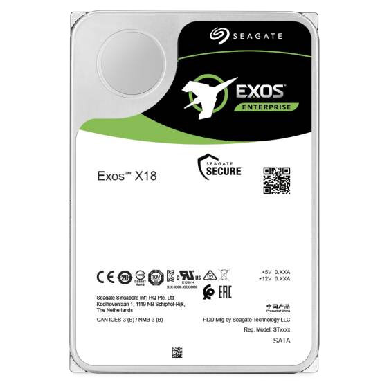 18TB Seagate Exos X18 3.5" HDD 7200U/min,256MB Cache,CMR 4KB mit Emulation (512e)/4KB