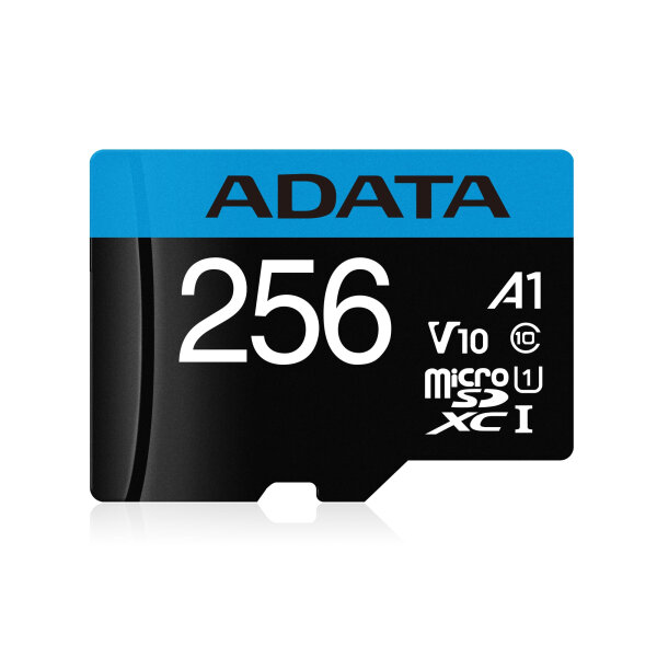 256GB ADATA Premier R100/W25 microSDXC UHS-I U1 A1 Class 10 Kit inkl. SD-Adapter